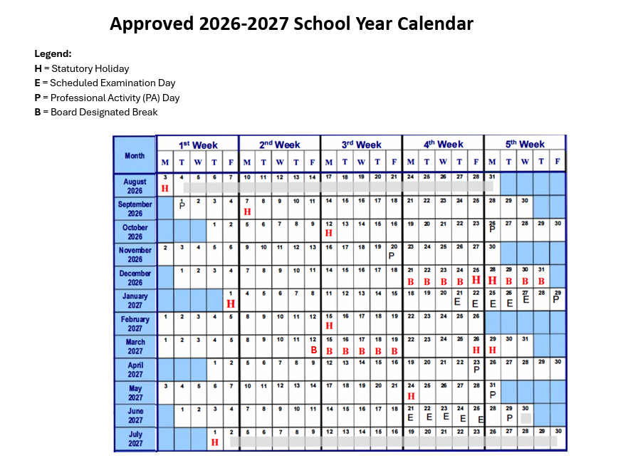 School Year Calendar 2026 2027